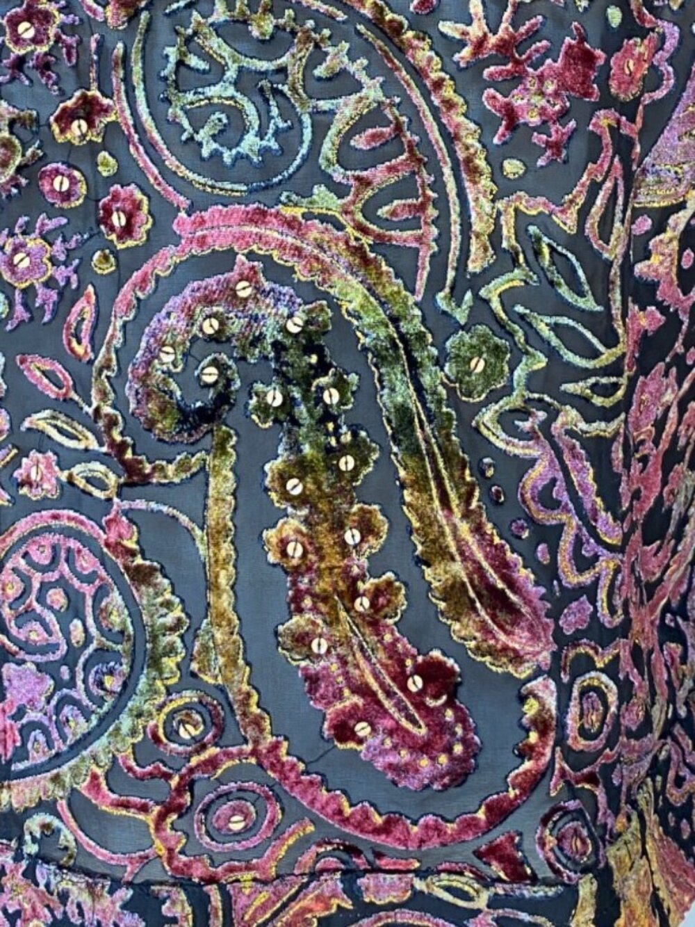 Chico's Velvet Silk Blend Burnout Paisley Blazer Jacket Sequins Whimsigoth-0/S - Picture 6 of 8